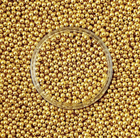 GOLD- High Shine Sugar Pearls 4mm