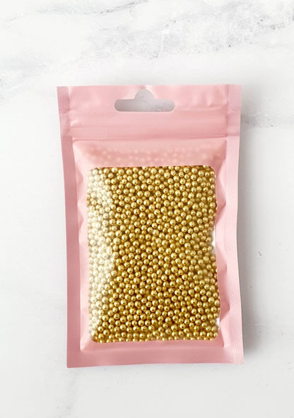 GOLD- High Shine Sugar Pearls 2mm