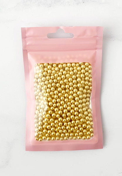 GOLD- High Shine Sugar Pearls 4mm