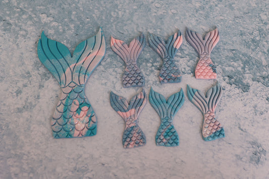 Aqua Blue with Pink ~ Mini Mermaid Tails set